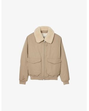 Sandro Detachable-Collar Side-Pocket Cotton Jacket - Natural