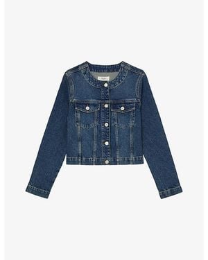 Reiss Medora Round-Neck Denim Jacket - Blue