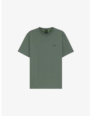 BOSS Brand-Emed Short-Sleeved Stretch-Cotton T-Shirt - Green