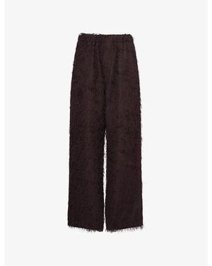 Frankie Shop Baxter Wide-Leg Fringed Pants - Brown
