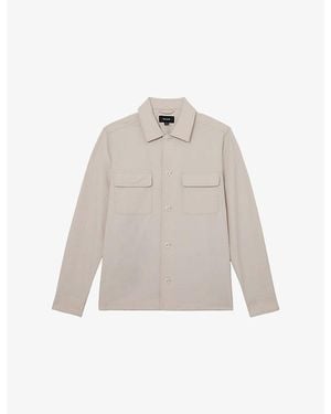 Reiss Cleric Patch-Pocket Stretch-Woven Overshirt - White