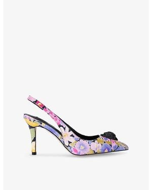 Kurt Geiger Belgravia High Slingback Woven Heeled Courts - White