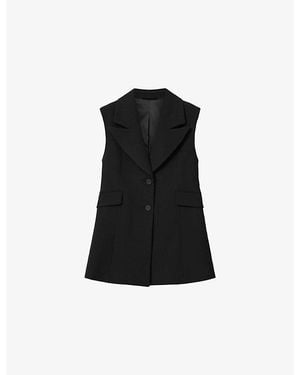 AllSaints Astra Peak-Lapel Stretch-Woven Waistcoat - Black