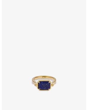 Astley Clarke Deco 18Ct- Plated Sterling- Lapis And Malachite Spinner Ring - White