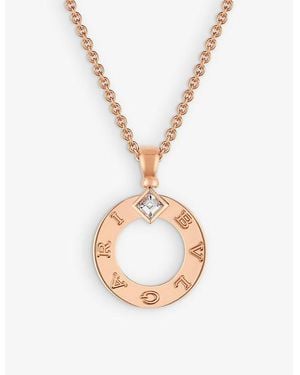 BVLGARI 18Ct Rose- And 0.09Ct Brilliant-Cut Diamond Pendant Necklace - Metallic