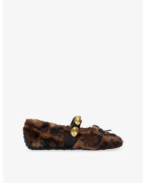 Steve Madden Toasted Faux-Fur Ballet Flats - Brown
