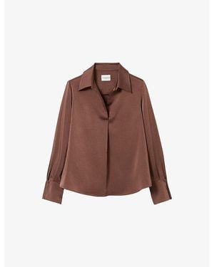 Claudie Pierlot Collared Relaxed-Fit Woven Blouse - Brown