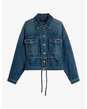 Soeur Belted Denim Jacket - Blue