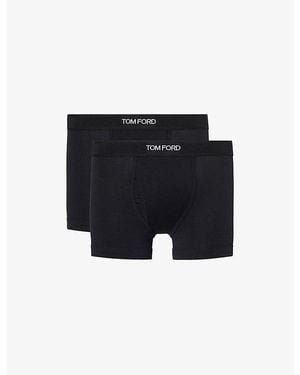 Tom Ford Logo-Waistband Cotton-Blend Boxer Briefs - Black