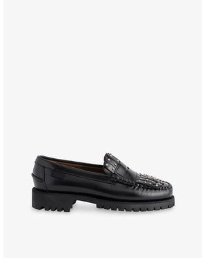 Weekend by Maxmara Penny Studded Leather Loafers - Black