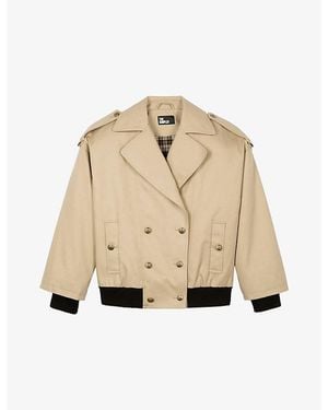 The Kooples Cropped Relaxed-Fit Cotton Trench Coat - Natural