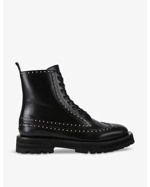 Kurt Geiger Drayton Stud-Embellished Lace-Up Leather Boots - Black