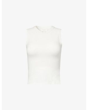 Sisterly Tribe Cozy Soft Sleeveless Stretch-Cotton Tank Top - White