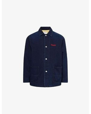 Visvim Osiris Padded Embroidered Denim Jacket - Blue