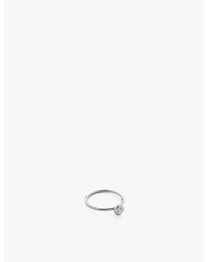 Monica Vinader Solitaire Sterling- And 0.06Ct Lab-Grown Diamond Ring - White