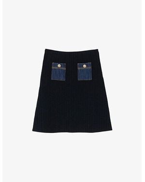 Sandro Denim-Pocket Knitted Mini Skirt - Black