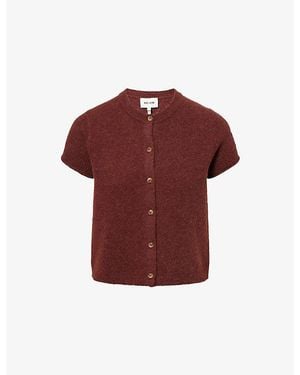 ME+EM Button-Through Knitted Alpaca-Blend Top - Red