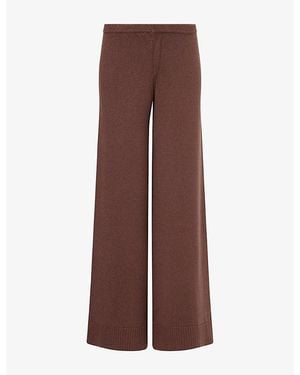 Lounge Underwear Wide-Leg Ribbed-Hem Wool-Blend Trousers - Brown