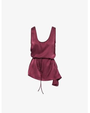 Dissh Lettie Belted Silk Top - Red
