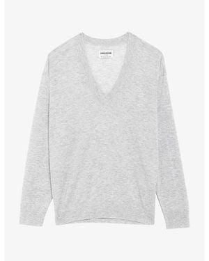 Zadig & Voltaire Swyny V-Neck Relaxed-Fit Cashmere Jumper - White