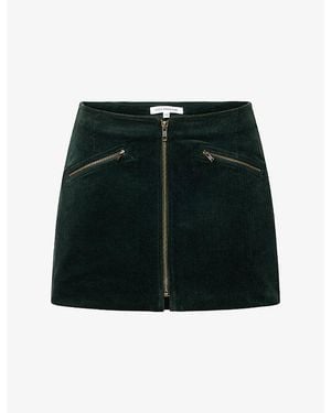 GOOD AMERICAN Zip-Pocket Cotton-Corduroy Mini Skirt - Green