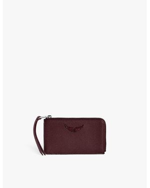 Zadig & Voltaire Zv Logo-Plaque Leather Cardholder - Purple