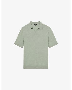 Reiss Duchie Knitted Wool Polo Shirt - Green