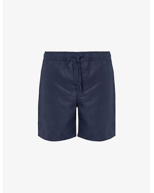 Derek Rose Sydney Drawstring-Waist Linen Shorts - Blue
