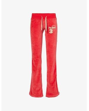 Jaded London Three Velour Straight-Leg Low-Rise Cotton-Blend Jogging Bottoms - Red