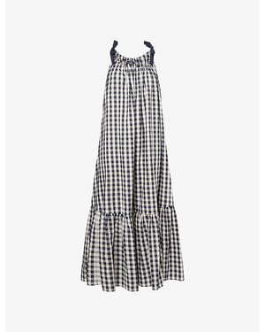 Weekend by Maxmara Ugola Gingham-Pattern Cotton-Blend Midi Dress - Multicolor