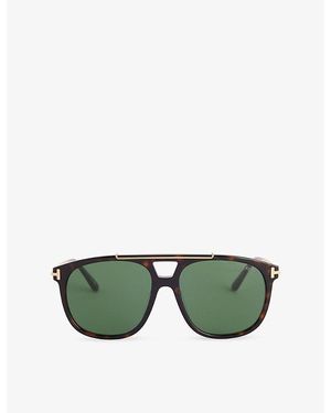 Tom Ford Ft13065852N Aviator Acetate Sunglasses - Green