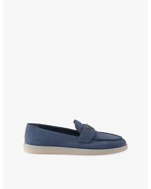 Prada Triangle-Logo Leather Loafers - Blue
