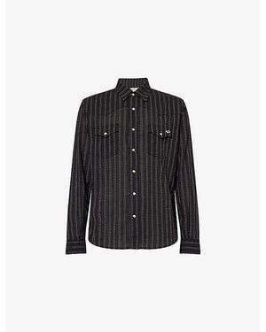 Austin Post Western Striped Cotton Shirt - Black