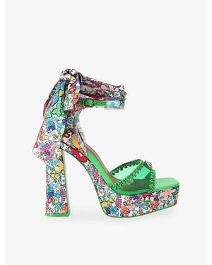 Kurt Geiger Vinyl Tie Woven Platform-Heel Sandals - Green