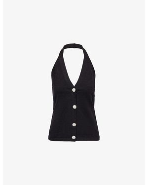 Amy Lynn Clarissa Halterneck Knitted Top - Blue