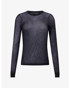 Anine Bing Tiana Sheer-Knit Cotton-Blend Sweater - Blue