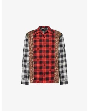 Amiri Spliced Ma Quad Cotton Flannel Shirt - Red