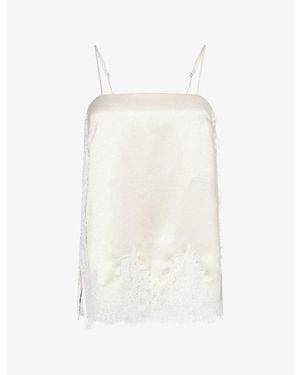 Dissh Selene Lace-Trim Satin Cami Top - White