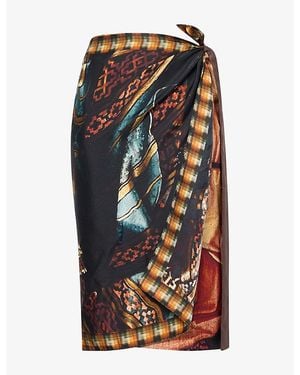 Dries Van Noten Wrap-Scarf Silk Skirt - Multicolor