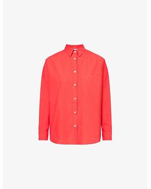 LMND Chiara Long-Sleeve Classic Cotton Shirt - Red