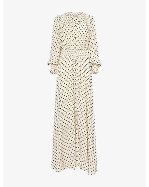 Reformation X Nara Smith Ruffle Polka-Dot Woven Midi Dress - Natural