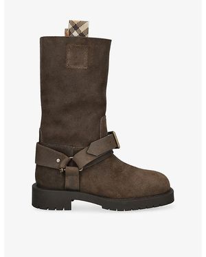 Burberry Soft Saddle Suede Boots - Brown