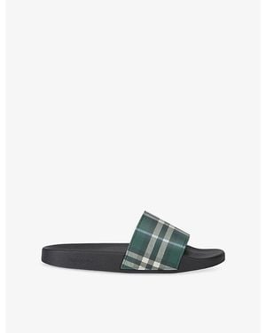 Burberry Furley Check Rubber Sliders - Green