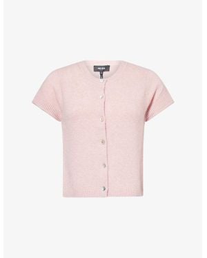 ME+EM Short-Sleeves Round-Neck Stretch-Wool Top - Pink