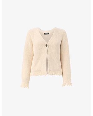 Whistles Fringe-Trim Slim-Fit Cotton Cardigan - Natural