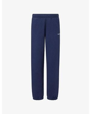 Sporty & Rich Modern Logo-Print Cotton Jogging Bottoms - Blue