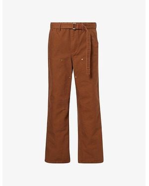 Sacai X Carhartt Wip Belted Straight-Leg Cotton Trousers - Brown