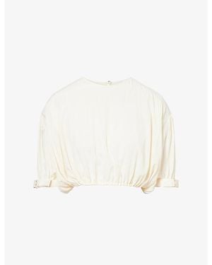 Rabanne Haut Cropped Silk-Blend Blouse - White