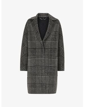 Whistles Cassie Double Face Check Wool-Blend Coat - Black