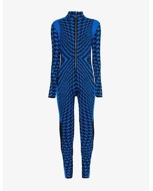 Perfect Moment Bella Twisted Houndstooth-Pattern Merino-Wool Jumpsuit - Blue